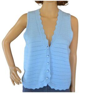 NWT Chelsea & Theodore Light Blue Knit Sweater Vest Women's Size XL Boho Cottage